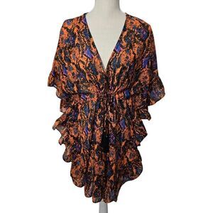 Club z collection front tie kimono snake print OS